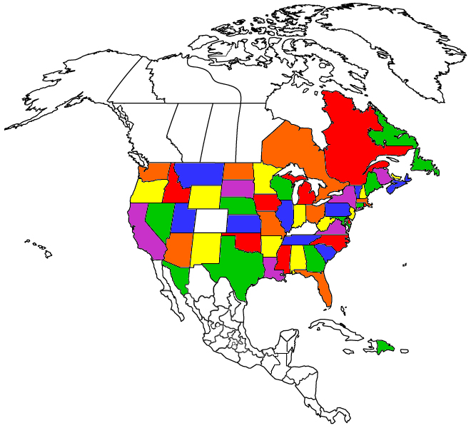 Places I have been in North America