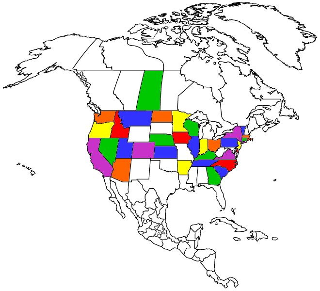Places I have been in North America