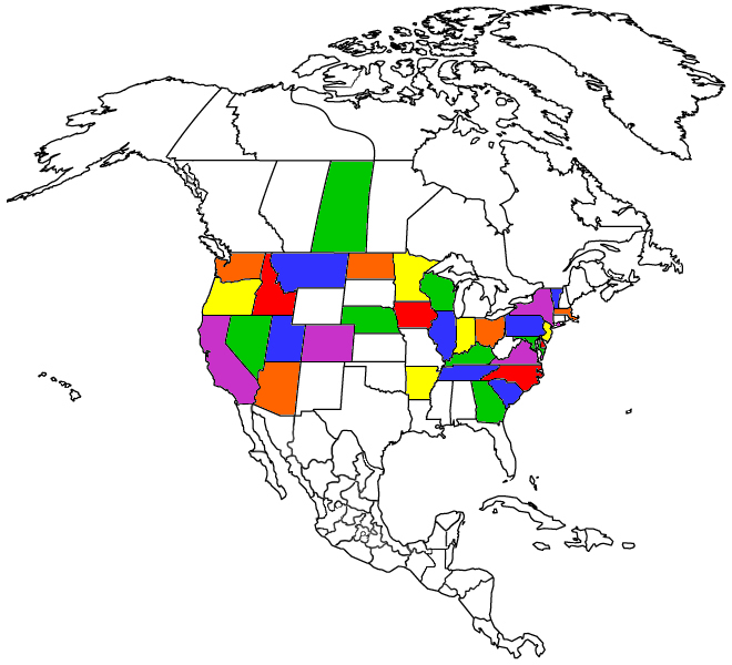 Places I have been in North America
